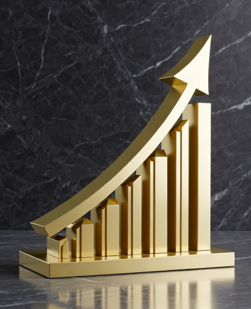 Escultura geométrica representando crescimento